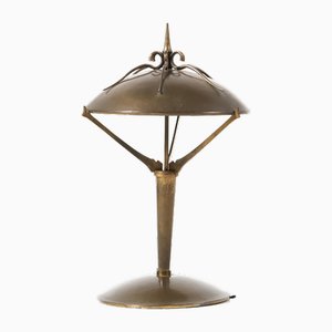Art Deco Patinated Brass Amsterdamse School Table Lamp, 1930s