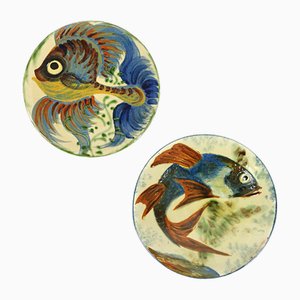 Ceramic Fish Wall Plates by Puigdemont, Set of 2