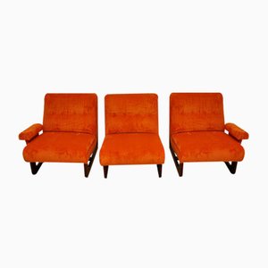 Orange Corduroy Modular Sofa, 1970s, Set of 5