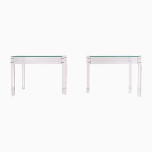Vintage Square Acrylic Glass Side Tables, France, 1978, Set of 2