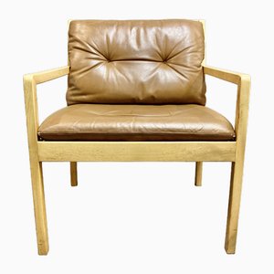 Scandinavian Leather Lounge Chair attributed to Bernt Petersen, 1960s