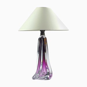 Belgian Glass Table Lamp from Val St. Lambert, 1960s