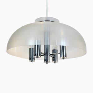 Chrome and Acrylic Glass Dome Pendant Lamp from Doria, 1960s