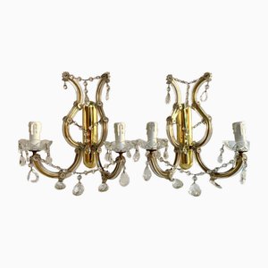 Paited Crystal Wall Lights in the style of Maria Theresa from Massive Lighting, Belgium, 1980s, Set of 2