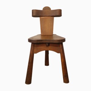Vintage Brutalist Wood Chairs, 1950s, Set of 6
