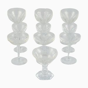 Verres Art Déco en Verre Clair et Cristal, France, Set de 10