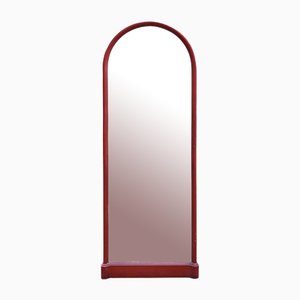 Red Lacquered Arc Mirror, 1940s