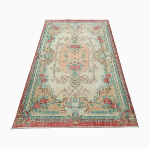 Tapis Oushak Vintage en Laine Florale Verte, Anatolie, 1960s