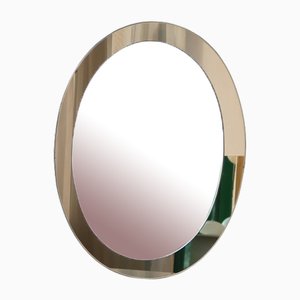 Vintage Italian Oval Bronze and Glass Mirror, 1970s