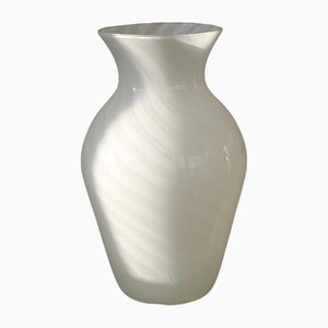 Vintage Murano White Swirl Vase, 1970s