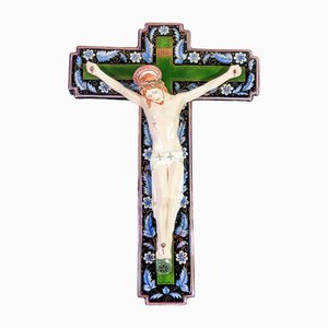 Ceramic Crucifix by Maria Balossi for Lenci, 1930s