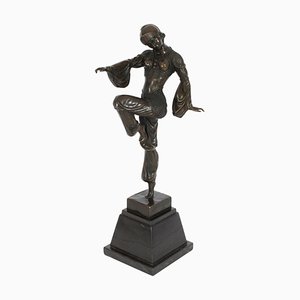 Danseuse Vintage Art Déco en Bronze d'Après Chiparus, Milieu du 20e Siècle