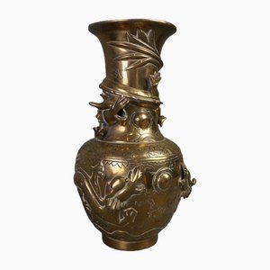 Chinese Brass Vase with Dragons, 1920s