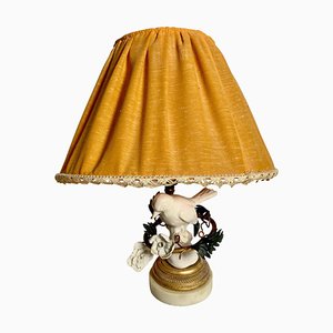 19th Century White and Gold Ceramic and Brass Table Lamp, France