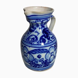 White and Blue Faience pitcher, Netherlands, 1960s