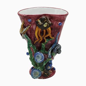 Vase Vietri en Céramique par B. Pinto, Italie, 1970s