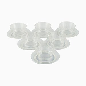 Bourgueil Finger Bowls with Matching Saucers by René Laligue, Set of 12