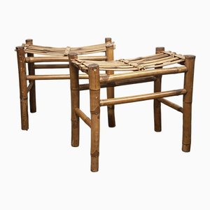 Set of Vintage Bamboo Stools, 1980s