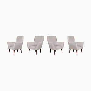 Armchairs with Tapered Wooden Legs in the style of Gio Ponti, Italy, 1950s, Set of 16
