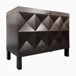 Enfilade Moderne Mid-Century Noire avec Portes Op-Art attribuée à J. Batenburg pour Mi, 1960s