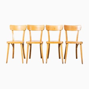 French Blonde Bentwood Dining Chairs from Baumann, 1950s, Set of 4