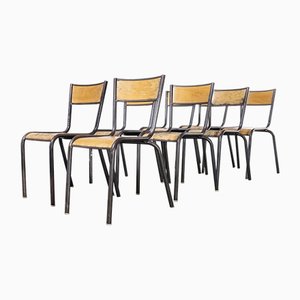 French Stacking Chairs with Graphite Frame from Mullca, 1960s, Set of 8