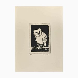 Enotrio Pugliese, búho, grabado, 1963