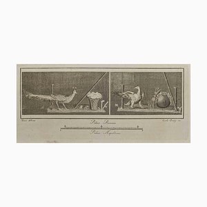 Carlo Oratij, Roma antica affresco Ercolano, Acquaforte, XVIII secolo