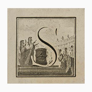 Luigi Vanvitelli, Letter of the Alphabet S, Etching, 18th Century