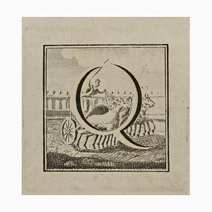 Luigi Vanvitelli, Letter of the Alphabet Q, Etching, 18th Century