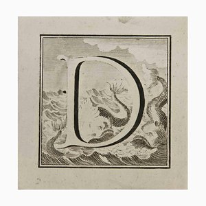 Luigi Vanvitelli, Letter of the Alphabet D, Etching, 18th Century