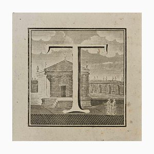 Luigi Vanvitelli, Letter of the Alphabet T, Etching, 18th Century