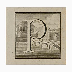 Luigi Vanvitelli, Letter of the Alphabet P, Etching, 18th Century