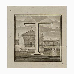 Luigi Vanvitelli, Letter of the Alphabet T, Etching, 18th Century