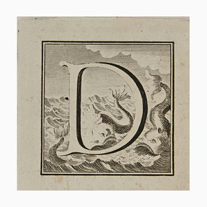 Luigi Vanvitelli, Lettre de l'Alphabet D, Eau-forte, 18ème Siècle