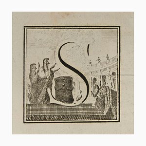 Luigi Vanvitelli, Letter of the Alphabet S, Etching, 18th Century