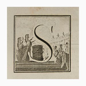 Luigi Vanvitelli, Letter of the Alphabet S, Etching, 18th Century