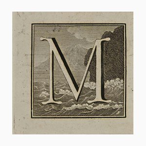 Luigi Vanvitelli, Letter of the Alphabet M, Etching, 18th Century