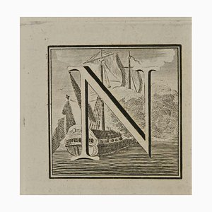 Luigi Vanvitelli, Letter of the Alphabet N, Etching, 18th Century