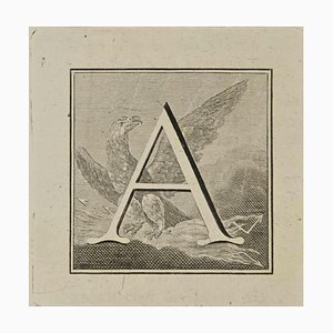 Luigi Vanvitelli, Letter of the Alphabet A, Etching, 18th Century