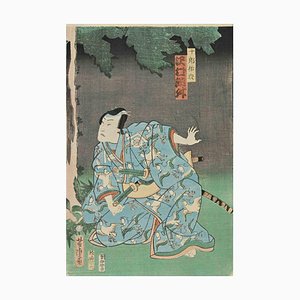 Utagawa Kunisada (Toyokuni III), Samurai, Holzschnitt, Mitte des 19. Jahrhunderts