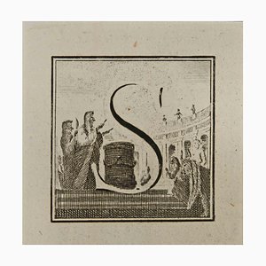 Luigi Vanvitelli, Letter of the Alphabet S, Etching, 18th Century