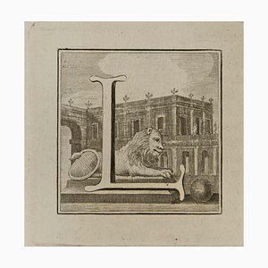 Luigi Vanvitelli, Letter of the Alphabet L, Etching, 18th Century