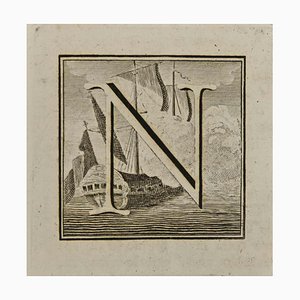 Luigi Vanvitelli, Letter of the Alphabet N, Etching, 18th Century