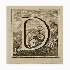 Luigi Vanvitelli, Letter of the Alphabet D, Etching, 18th Century