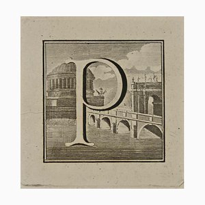 Luigi Vanvitelli, Letter of the Alphabet P, Etching, 18th Century