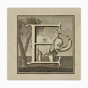 Luigi Vanvitelli, Letter of the Alphabet E, Etching, 18th Century