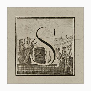 Luigi Vanvitelli, Letter of the Alphabet S, Etching, 18th Century