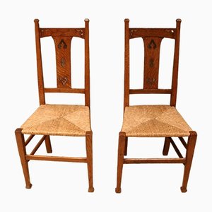 Arts &N Crafts Stühle aus Eiche, 1890er, 2er Set