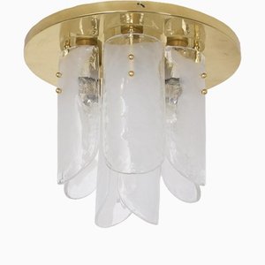 Ceiling Light in Murano Glass and Brass, 1970s